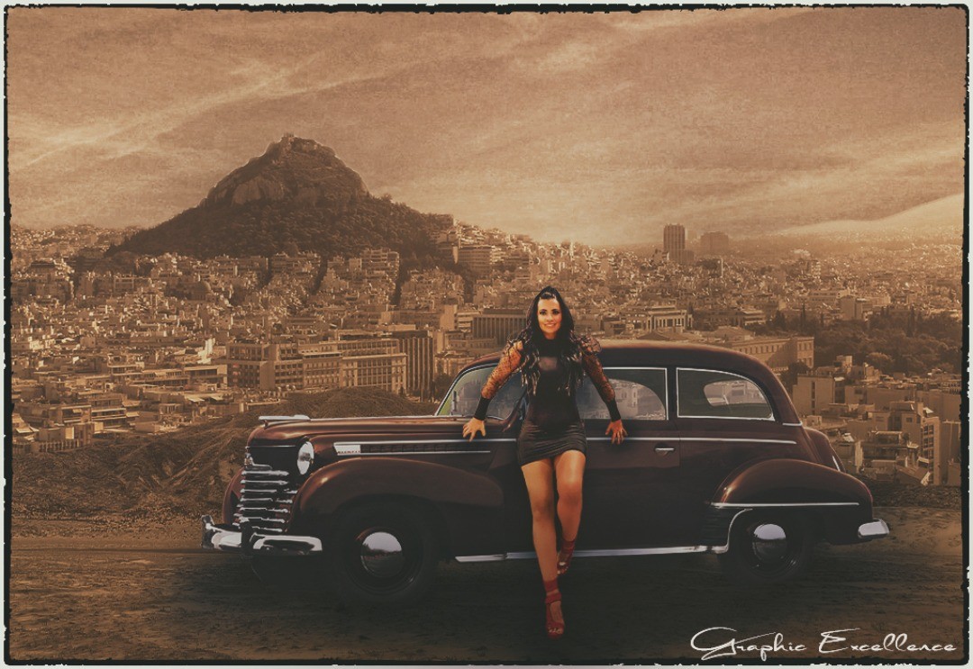 Vintage Car Stop Point - Cecilia Galliano Artwork